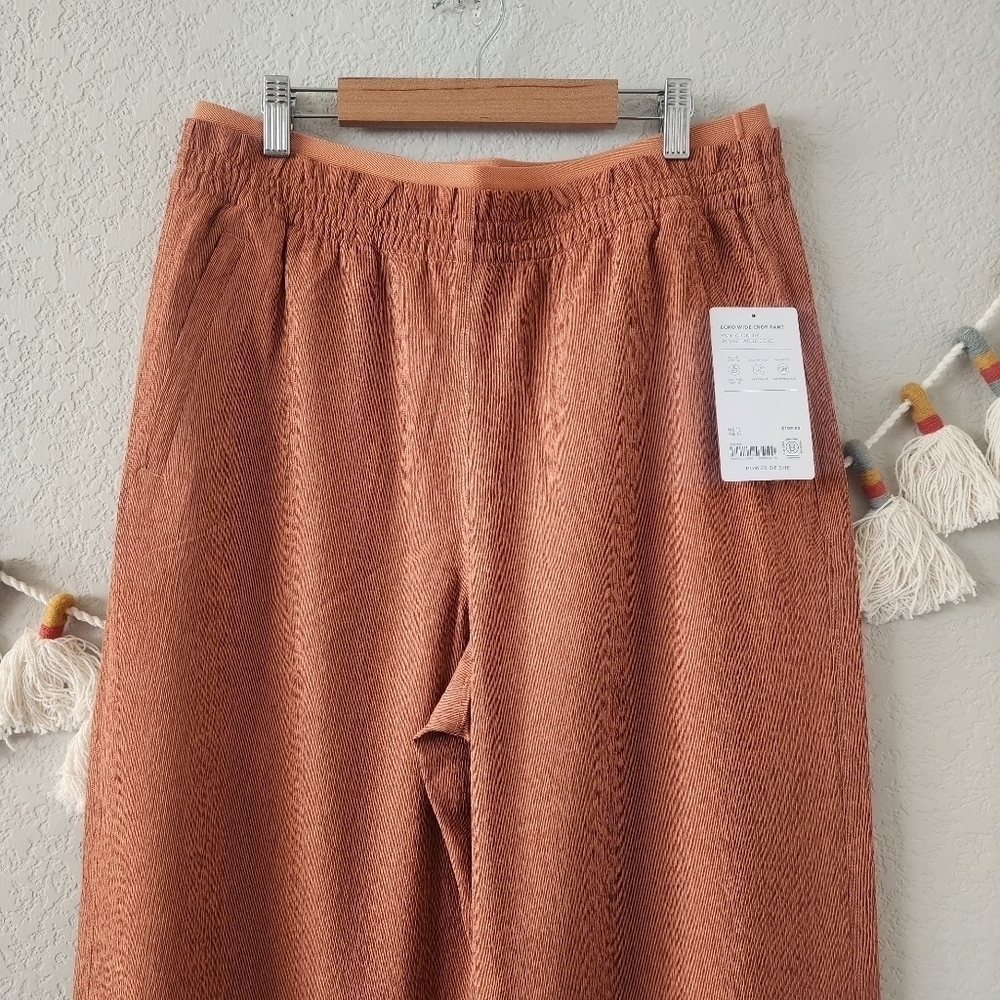 Athleta Echo Wide Leg Crop Pant Jambe Orange Breathable Pull On Packable NWT 12 - Picture 3 of 12